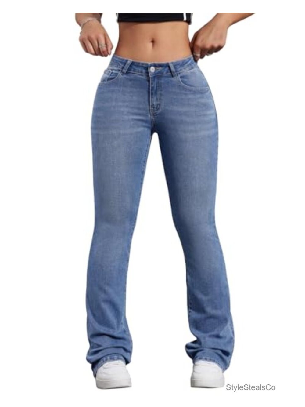 Women's Low Rise Flare Bootcut Stretch Denim Jeans Western Bell Bottom